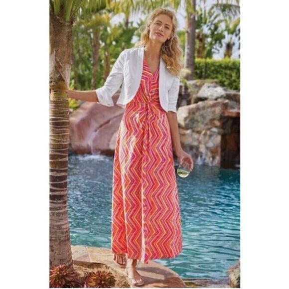 Soft Surroundings Women’s Giselli Sleeveless Maxi Dress Twist Front Multi-colore - Picture 7 of 9